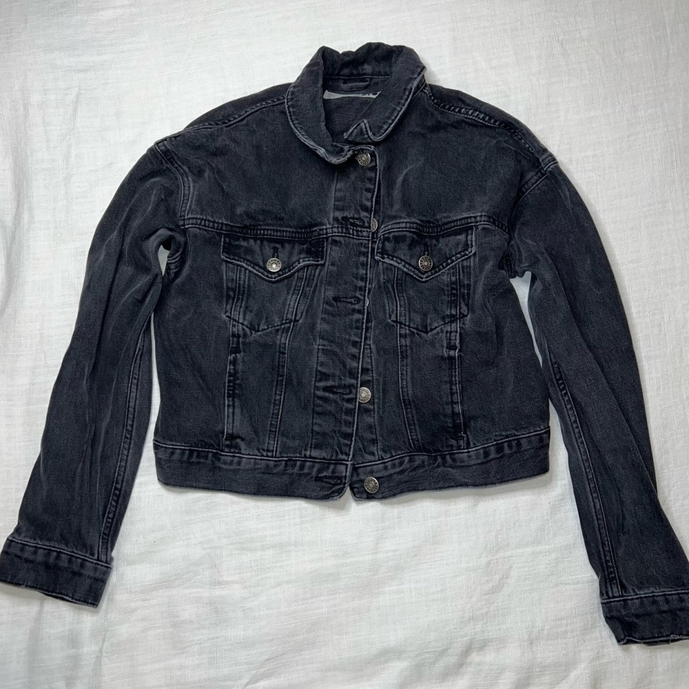 Topshop Moto Denim Jean Trucker Button Up Jacket